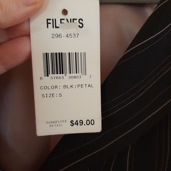 NWT Vtg Y2K HOT KISS Sz S Cropped Pinstripe Blazer Suit Jacket Black / Pink tags - Picture 5 of 6